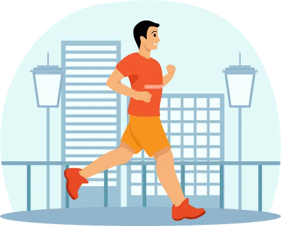 Man Jogging On Road  Illustration