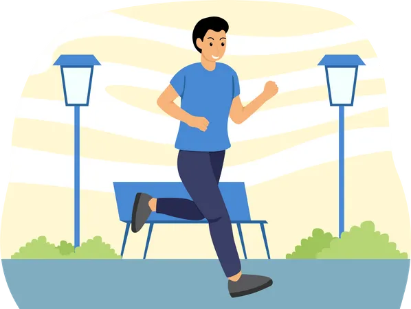 Man Jogging On Road  Illustration