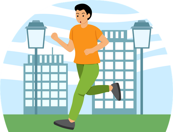 Man Jogging On Road  Illustration