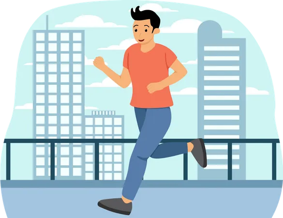 Man Jogging On Road  Illustration