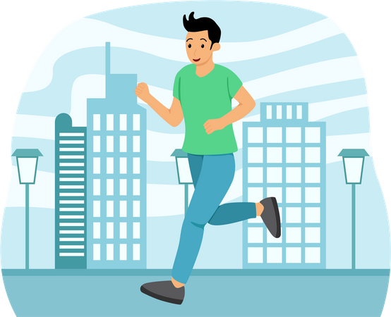 Man Jogging On Road  Illustration