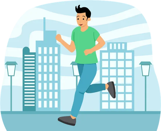 Man Jogging On Road  Illustration