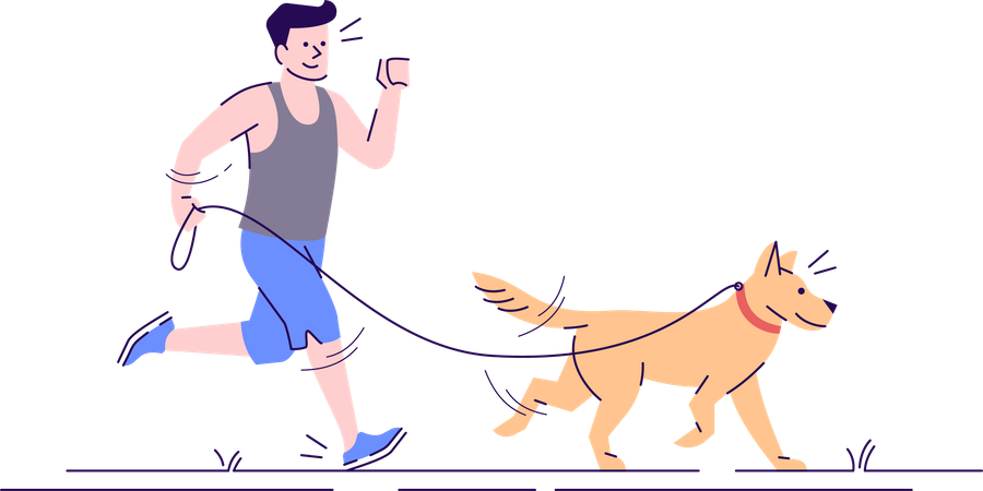 Man jogging with dog  Illustration