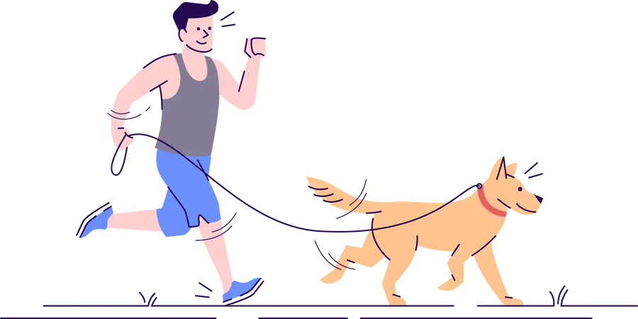 Man jogging with dog  Illustration