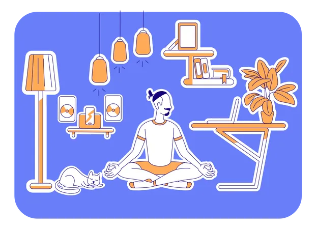 Man learn yoga  Illustration