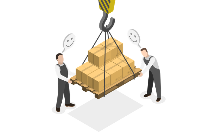 Man Loading Container Control  Illustration