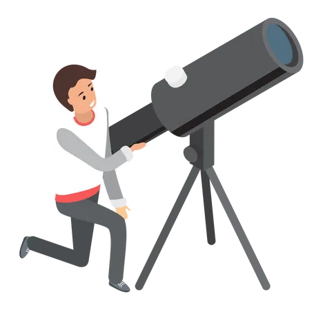 Man looking through telescope  Illustration