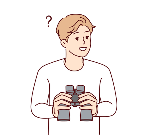 Man looking via binoculars  Illustration