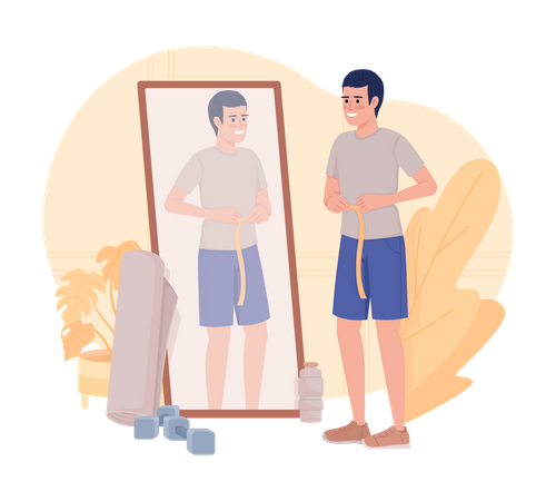 Man losing weight  Illustration