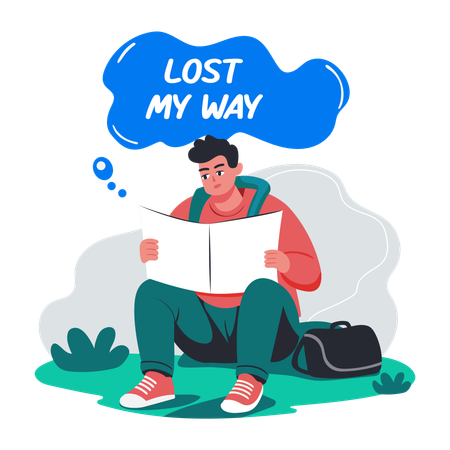 Man Lost way  Illustration