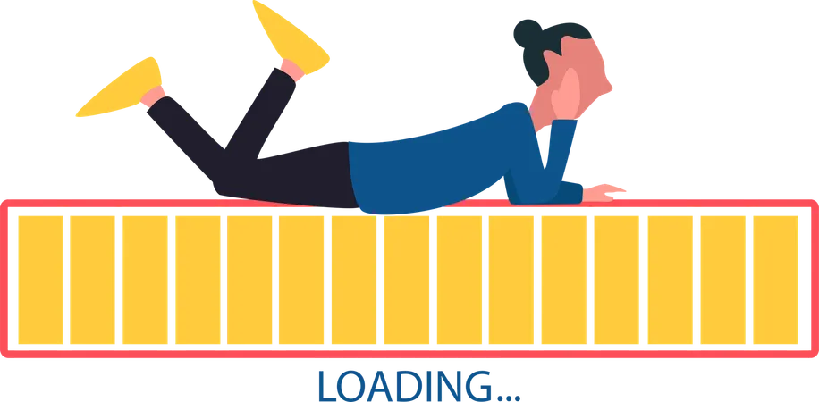 Man lying on loading bar  Illustration