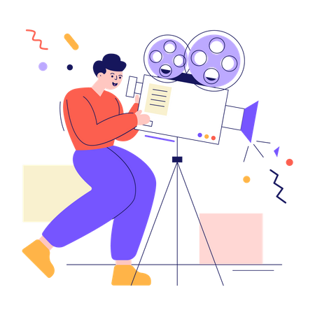 Man making movie  Illustration