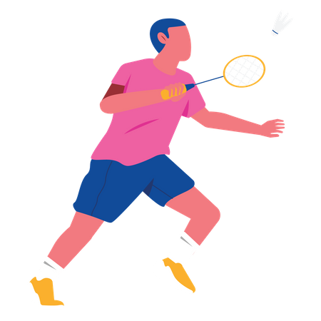 Man Netting badminton  Illustration