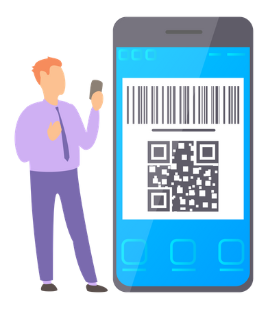 Man paying money via QR code  Illustration