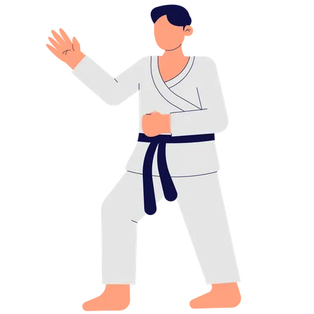 Man Performing Karate Movements  Illustration