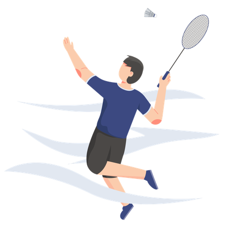 Man playing Badminton  イラスト