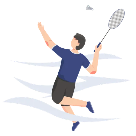 Man playing Badminton  イラスト