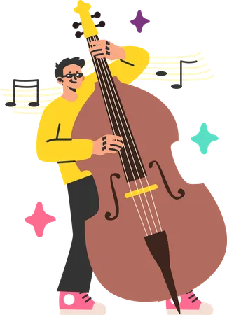 Man playing cello instrumento  Illustration