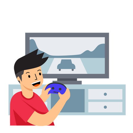 Man Playing Console Game  Illustration