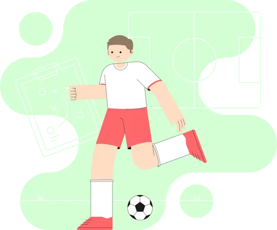 Man Playing Football  Illustration