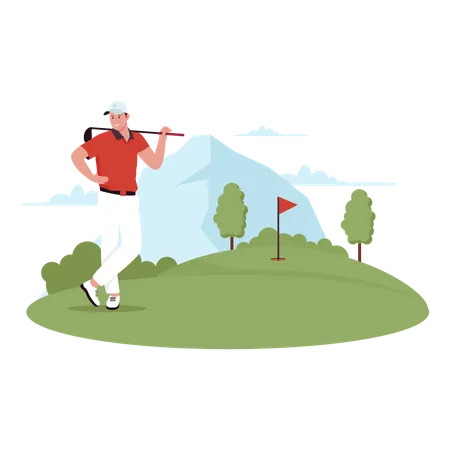 Man Playing Golf  Illustration