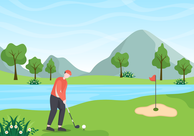 Man Playing Golf  Illustration