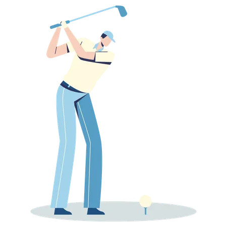 Man playing Tee Off technique of golf  Illustration