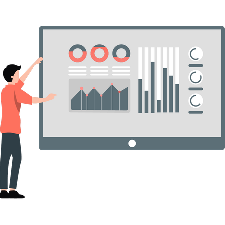 Man pointing analytic graph  Illustration