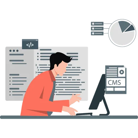 Man pointing information security analyst  Illustration