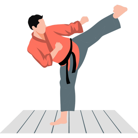 Man practicing Judo Karate  Illustration