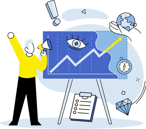 Man presenting incorporate data visualization effectively  Illustration