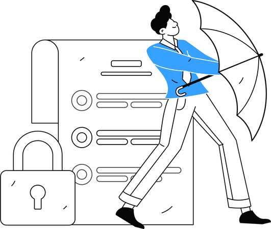 Man protecting copyright document  Illustration