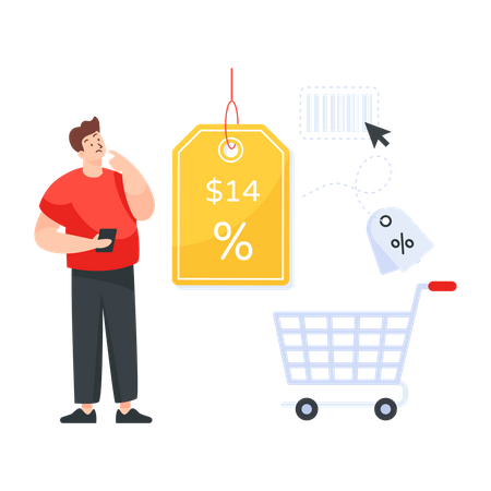 Man purchasing during season sale  Illustration