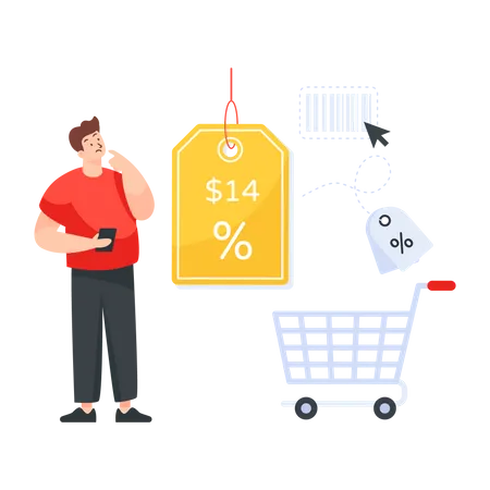 Man purchasing during season sale  Illustration