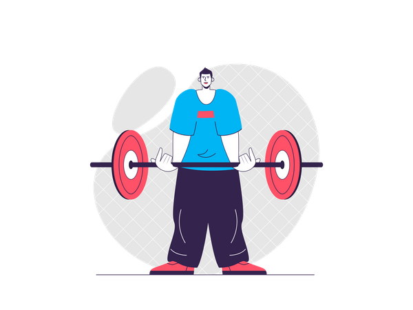 Man raises barbell  Illustration