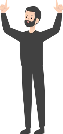 Man Raising Hands  Illustration