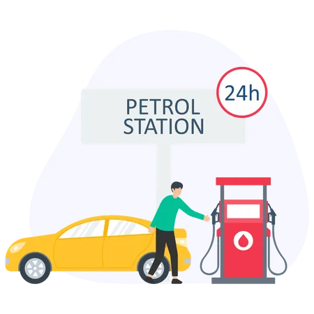 Man refueling car at gas station  Illustration