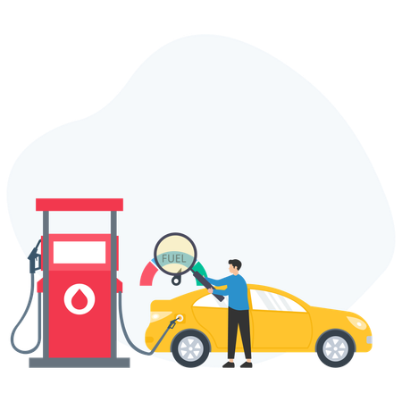 Man refueling car at gas station  Illustration