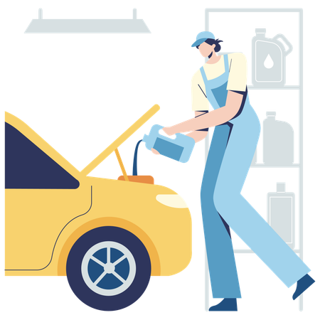 Man repairing broken engine  Illustration