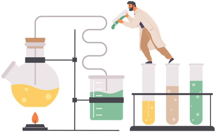 Man Researcher In Chemical Lab  イラスト