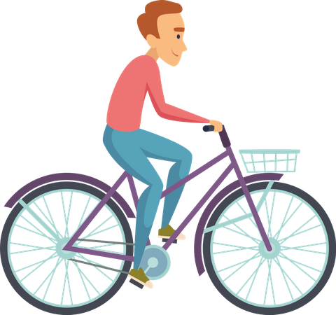 Man ride bicycle  イラスト