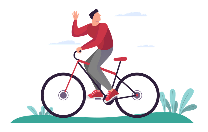 Man riding bicycle  イラスト