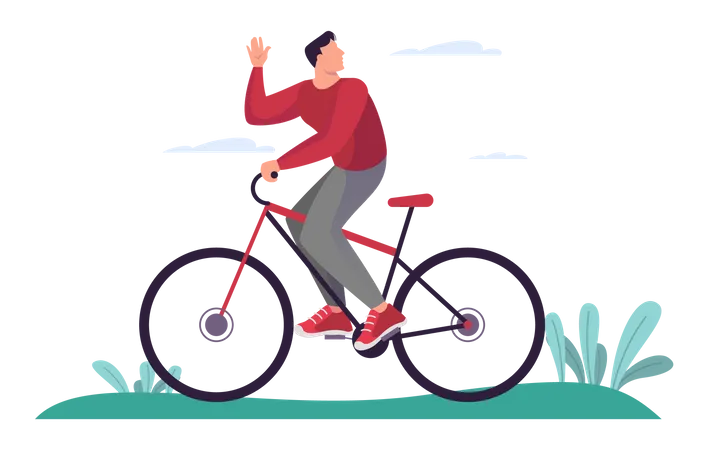 Man riding bicycle  イラスト