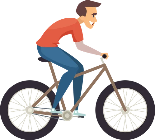 Man riding bicycle  イラスト