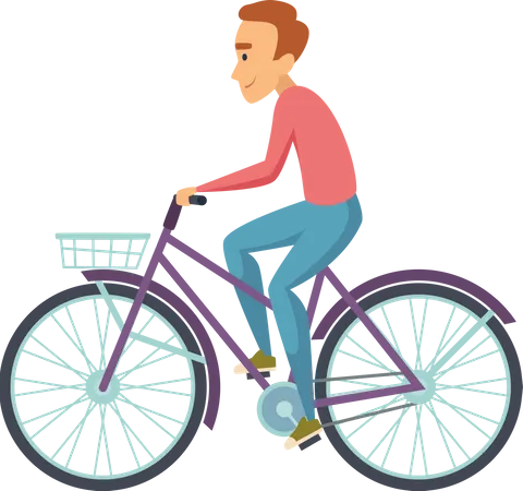 Man Riding Bicycle  イラスト