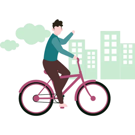 Man riding bicycle  イラスト