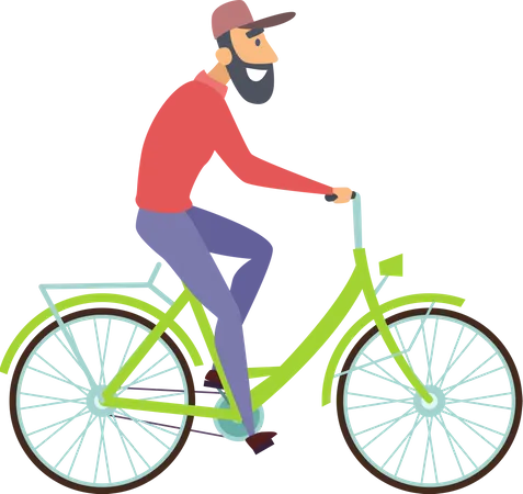 Man riding cycle  イラスト