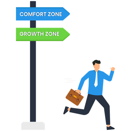 Man running for growth zone and comfort zone  イラスト