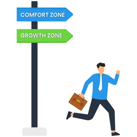 Man running for growth zone and comfort zone  イラスト