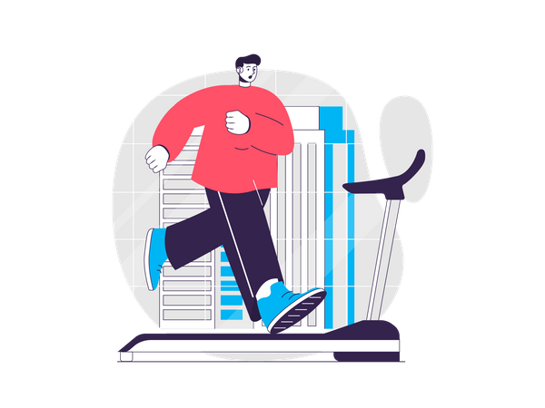 Man running on a treadmill  Illustration